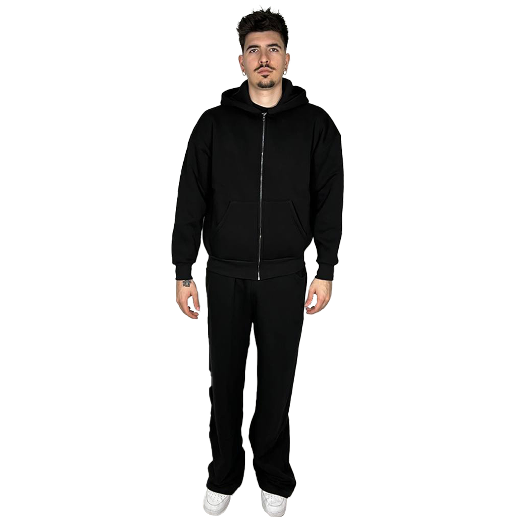 Felpa uomo cappuccio marsupio zip manica lunga boxyfit