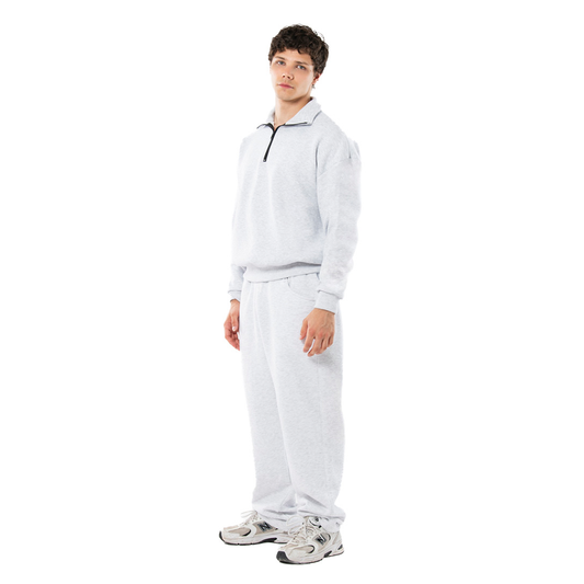 Felpa unisex collo alto mezza zip manica lunga boxyfit