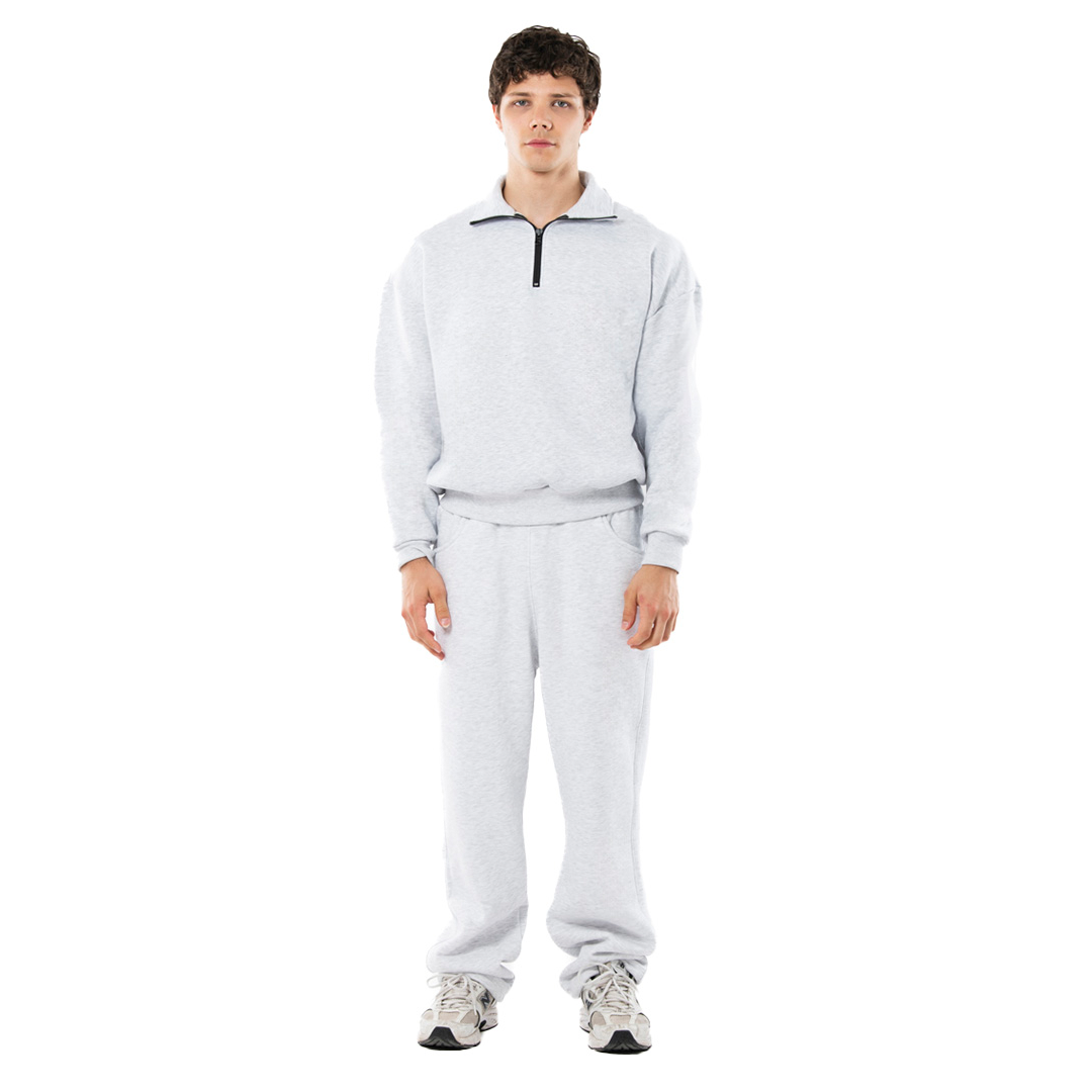 Felpa unisex collo alto mezza zip manica lunga boxyfit
