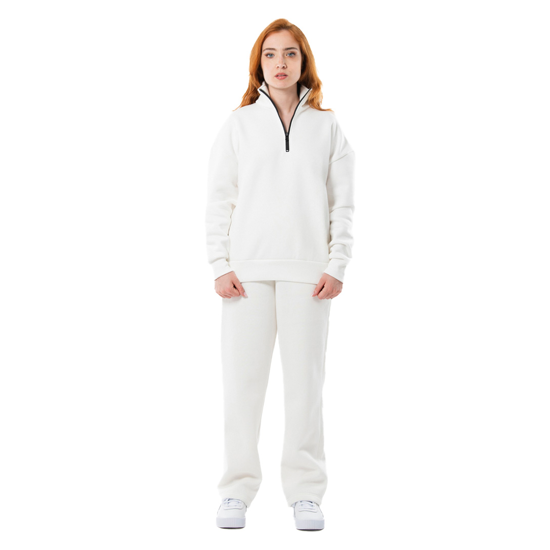 Felpa unisex collo alto mezza zip manica lunga boxyfit