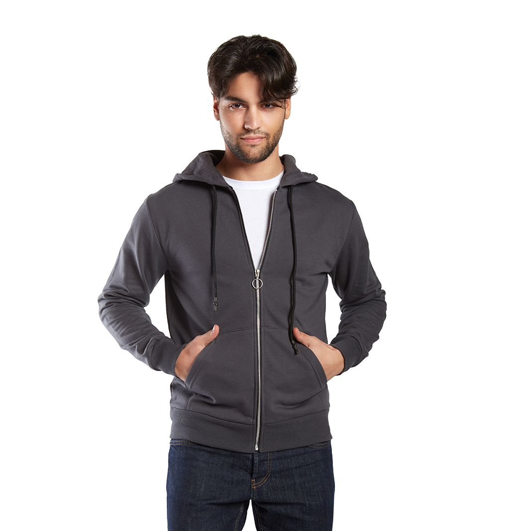 BOX 5 PZ - 6503 - Felpa uomo regular cappuccio, marsupio e zip manica lunga 300 gr/m2 non garzato