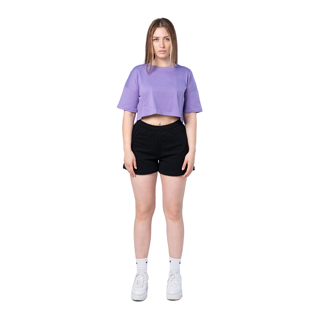 BOX 4 PZ - LD602 - Tshirt crop donna over manica corta 180 gr/m2