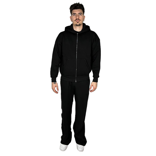 BOX 3 PZ - YU3084 - Felpa uomo cappuccio marsupio zip manica lunga boxyfit 310 gr/m2 non garzato