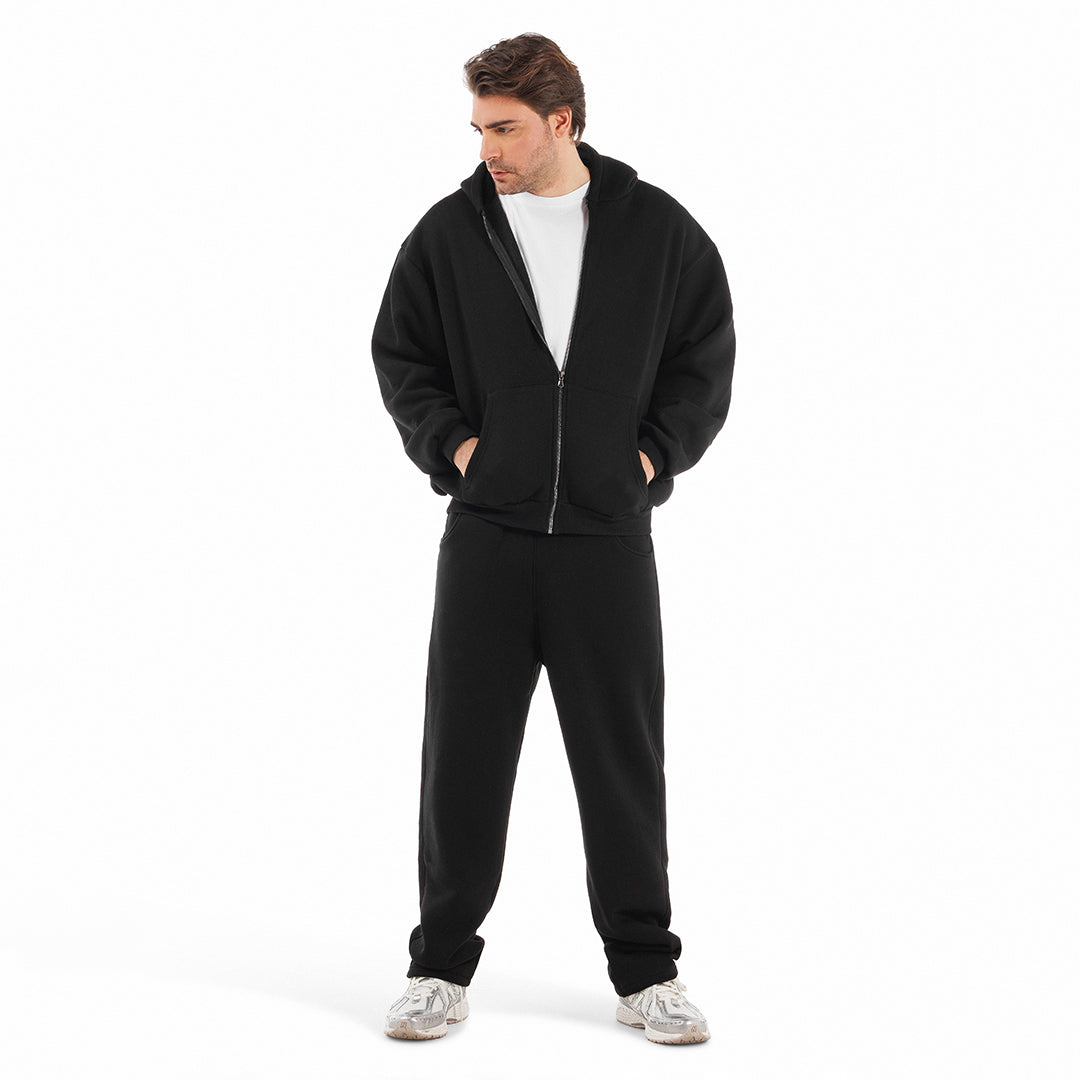 Felpa unisex cappuccio marsupio zip manica lunga boxyfit