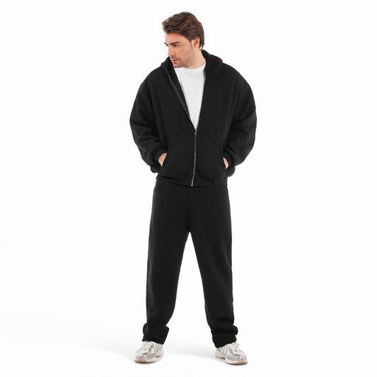 Felpa unisex cappuccio marsupio zip manica lunga boxyfit